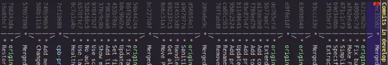 Figure 1: Linear hierarchical history thanks to rebasing before merging. Merge commits in each case contain more information about the feature and metadata like the PR reviewers.