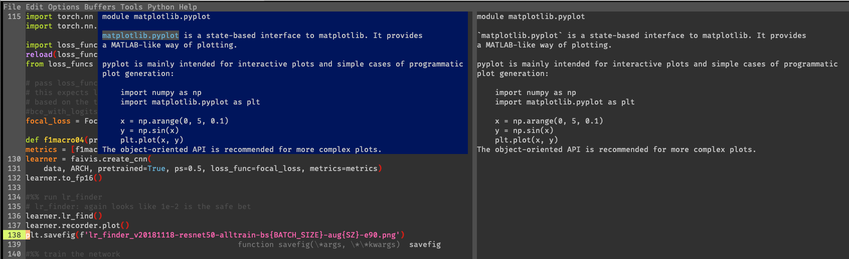 aquamacs python output not showing